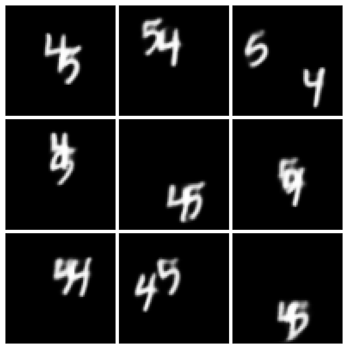 One-step Latent NSF Stochastic Moving MNIST predictions